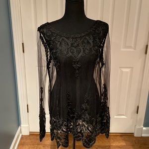 Black lace large blouse like new